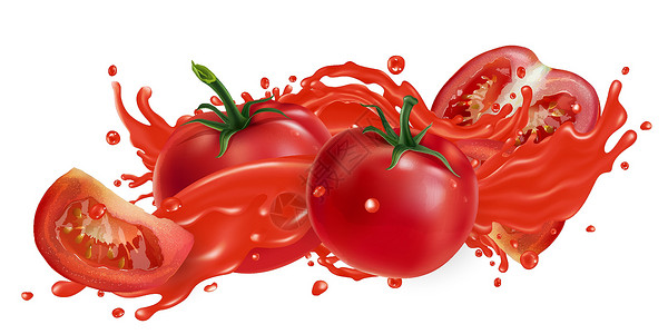新鲜的西红柿和蔬菜汁液体广告厨房美食果汁咖啡店菜单饮食营养插图设计图片