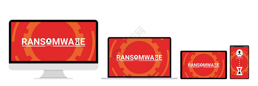 想哭表情包网络攻击恶意软件或迷宫式赎金软件病毒加密文件 并锁定PC Labtop Papt和移动电话概念 黑客正在提供打开数据以获取资金的设计图片