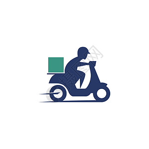 摩托车logo快速送货服务食品包装箱Logo盒式彩票摩托车购物命令车辆店铺商业自行车邮件速度物流插画
