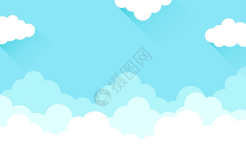 堪比天高高蓝天空的白云 户外卡通背景插画