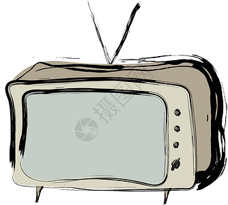 白色背景的复演电视广告古董收藏屏幕技术艺术监视器视频涂鸦手表背景图片