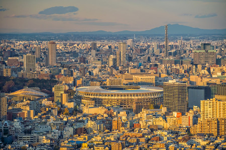 东京残奥会开幕新国家体育场 奥林匹克体育场在东京 日本从 t建筑学足球景观仪式玩家主持人竞赛运动旅游旅行背景