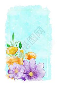 边框水彩花朵开花时的水彩画 边框 春光绘画卡片插图植物边界框架水彩角落叶子情调背景