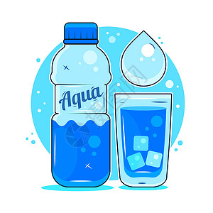 款泉水瓶新鲜泉水 贴纸 标志 海报 图标 符号插画