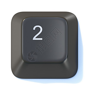 渲染数字2 3D号黑电脑键盘键背景