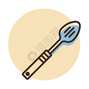 排水矢量图标的勺子厨具家居食物烹饪用品服务厨房用具炊具工具背景图片
