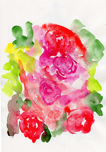 在玫瑰纸上画水彩画 半抽象绘画艺术水彩手绘背景图片