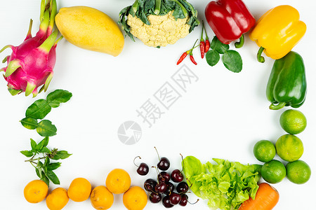 新鲜水果和蔬菜 新鲜的未加工的有机蔬菜框架背景图片