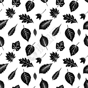 无缝模式 白上含秋叶黑色双影带的无缝图案背景图片