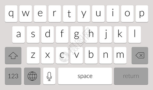 键盘界面手机键盘模板  Qwerty 智能手机矢量键盘 数字 ui 屏幕触摸屏 fon钥匙英语按钮界面字母信使商业体验互联网小样插画