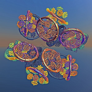 3D 计算机计算分形的三维插图图像电脑装饰品数学几何学背景图片