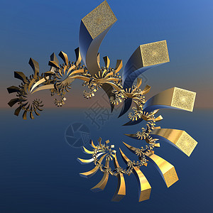 3D 计算机计算分形的三维插图几何学装饰品数学图像电脑背景图片