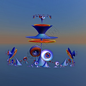 3D 计算机计算分形的三维插图电脑装饰品几何学图像数学背景图片