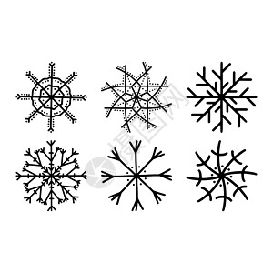 一组手工绘制的雪花 白色背景上的孤立降雪手绘天气插图新年装饰品薄片水晶气候涂鸦背景图片