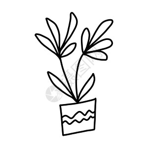 单面枕头套陶器中的小手画花 单面图示元素 白色背景上隔开 矢量插图艺术植物学爱好房子涂鸦植物生态卡通片植物群墨水设计图片