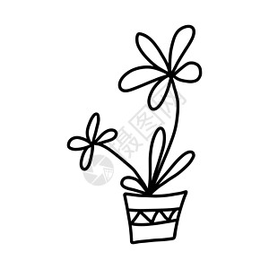 单面枕头套陶器中的小手画花 单面图示元素 白色背景上隔开 矢量插图手绘墨水卡片叶子装饰生态草图植物群花园风格设计图片