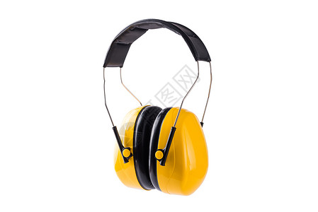 黄色耳机耳膜Ear muffs手机白色工作室捍卫者耳机安全黄色耳套工业手筒背景