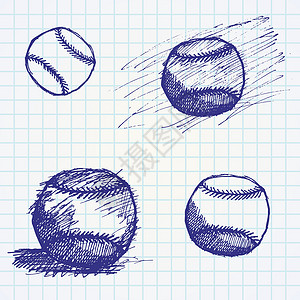 纸笔笔记本上的棒球篮球草图游戏墨水床单黑色绘画涂鸦插图素描钢笔卡通片背景图片