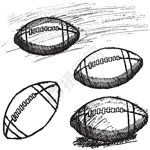 美式橄榄球运动美式橄榄球足球草图集 以白色背景隔离卡通片绘画阴影游戏草图插图涂鸦手绘艺术圆圈设计图片