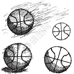 以白色背景隔离的棒球篮球草图集草图游戏运动卡通片圆圈插图绘画黑色创造力阴影背景图片
