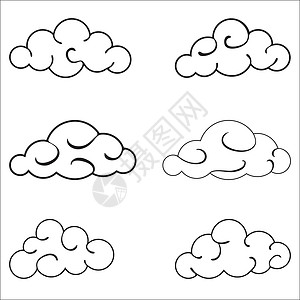 黑布李白色背景上孤立的云层黑布图气象季节天空插图多云天气气候插画