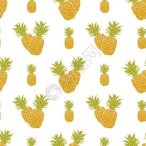 菠萝果冻无缝模式 手绘菠萝树矢量插图草图 611 3水果热带标签手绘打印食物涂鸦产品果汁菠萝插画