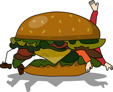 坏汉堡吃人成人面团贪食症男性插图男人食物卡通片营养饮食背景图片