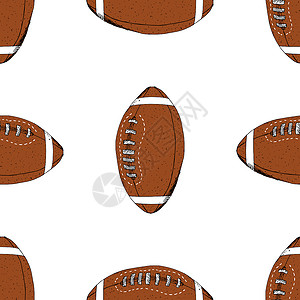 足球 橄榄球 无缝篮球图案手画草图 矢量插图墙纸涂鸦球鞋带团队大学手绘打印游戏运动邮票背景图片