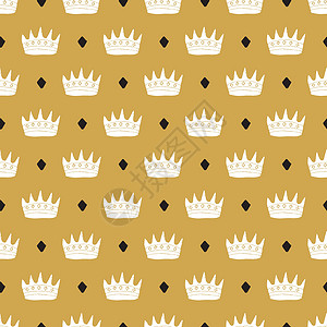 Crown无缝模式 手画皇家涂鸦背景 矢量说明包装奢华打印君主王子风格手绘女王墙纸徽章背景图片