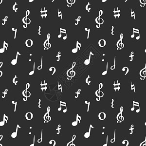 音乐模式音乐笔记无缝模式矢量图 手绘素描涂鸦音符符号笔记黑色绘画剪贴簿音乐打印框架记录插图草图设计图片