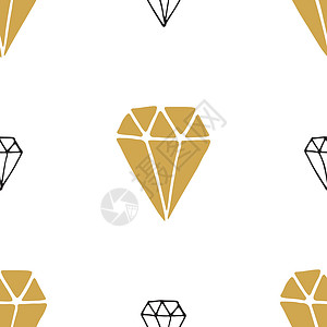 钻石无缝无缝模式矢量插图 手工绘制草图的圆面钻石符号背景首饰水晶打印石头球座礼物宝石珠宝奢华墙纸设计图片