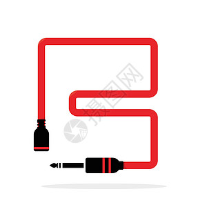 电源插孔由插孔电缆或电线形成的字母 B 字母标识 用于您的音频 声音或音乐应用程序或企业标识的矢量设计模板元素 在白色背景上隔离的标志或插画