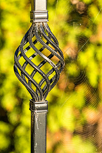 贝贝素材网器带有蜘蛛网的铁装饰器框架扣留链式网络陷阱金属昆虫障碍安全网格背景