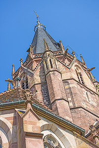 法国Wissembourg的圣彼得和保罗教堂历史性背景图片