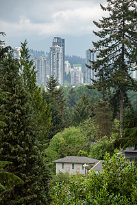 温哥华地区一个完美的邻里 从下层地区到市中心观光背景