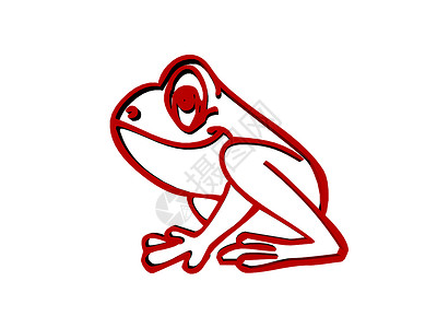 红色可爱漫画青蛙乐趣钢笔画树蛙姿势背景图片