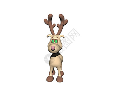 带角的嬉笑卡通驯鹿鹿角动物毛皮喇叭漫画蹄子棕色背景图片