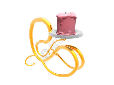 金色的美金烛台和粉红蜡烛粉色珠宝蜂蜡灯光烛光亮度灯芯背景图片