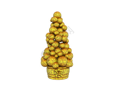 金色的金塔 由球制成金属装饰品艺术品背景图片