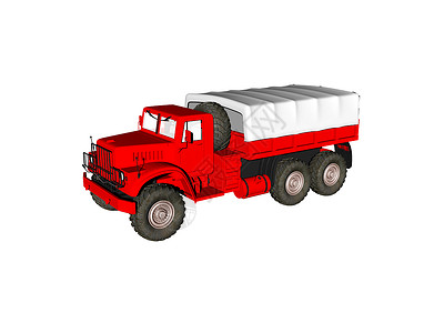 红色卡车 有白色防水油布摩托车拖拉机货代力量篷布后勤运输驾驶出租车车轮背景图片