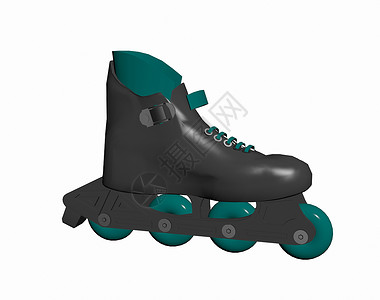 千滚水绿色溜冰鞋 背着滚水机系带衣服滑行运动跑步花边滚动背景