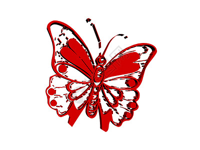 红色可爱的漫画蝴蝶钢笔画姿势乐趣卡通片背景图片