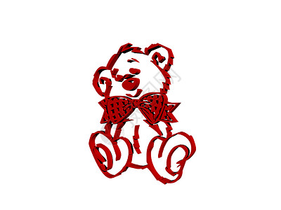 红可爱漫画熊姿势乐趣红色钢笔画背景图片