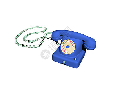 旧蓝色旋转电话拨号螺旋塑料耳机麦克风扬声器电缆背景图片