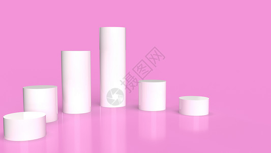 粉红色背景3D介面上的白平台小样3d空白插图圆柱白色推介会化妆品广告产品背景图片