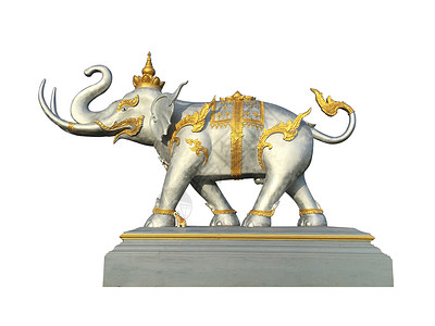 大象雕像 孤立在白色背景上力量雕刻金属工艺品哺乳动物动物寺庙玩具风格工艺背景图片