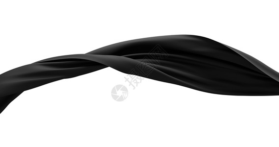 流动漩涡白色背景3d 隔离的黑布背景