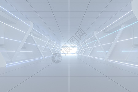 白色隧道 最后有光线 3D交接渲染入口地面建筑学门厅陈列室人行道房间飞船水泥背景图片