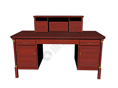 旧的配有椅子的木板办公桌家具实木办公家具桌子棕色抽屉粮食背景图片