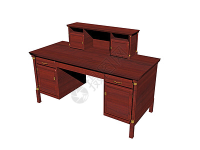 旧的配有椅子的木板办公桌办公家具家具桌子实木棕色粮食抽屉背景图片